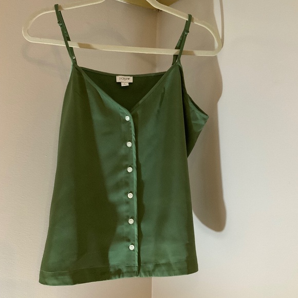 JCrew Green L Button up Cami Adjustable Straps Normcore Scandi Girl Essential - Picture 2 of 7